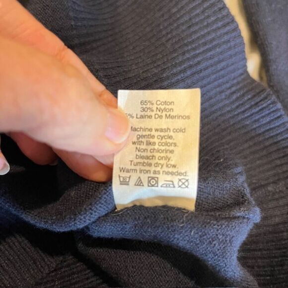 J. Crew Harbor Cotton 1/4 Zip Sweater Light Knit Navy Blue Men's Size XS - Picture 9 of 10